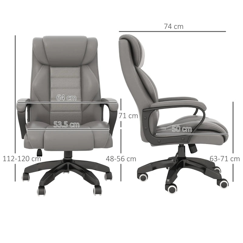 Grey Computer Chair – 6-Point Massage & Heat, Armrests
