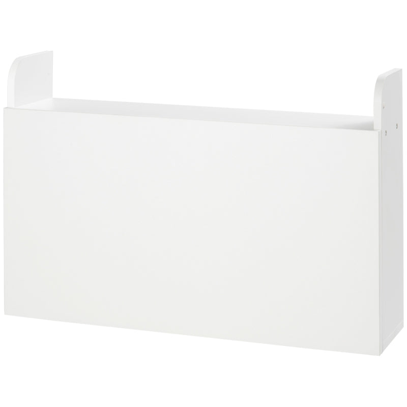 Floating Wall Mounted Laptop Desk, Space-Saving with Storage, White