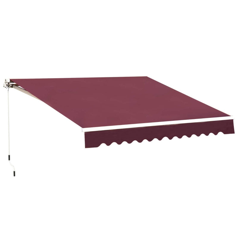 Durable Red Outdoor Manual Retractable Awning for Patio or Window 3x2.5m