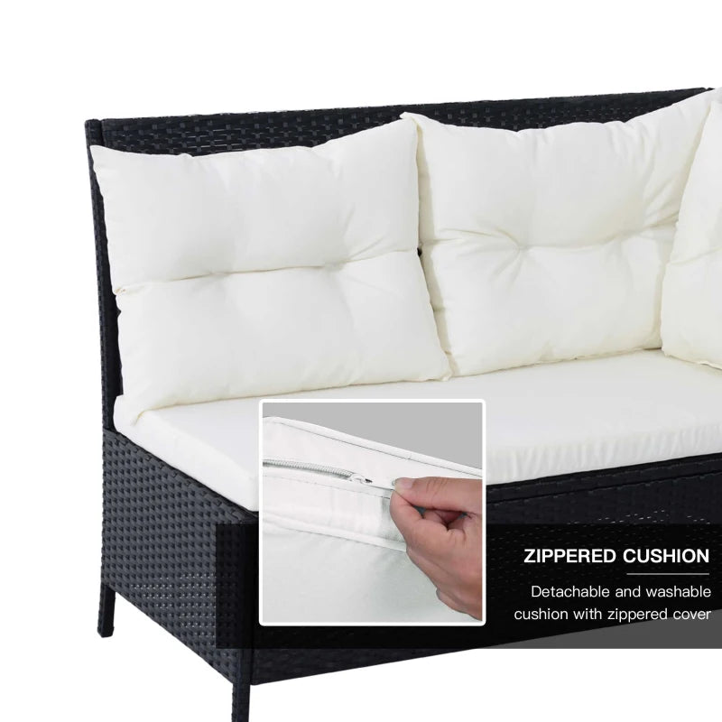 8-Seater Black Rattan Corner Sofa Set with Cushions – Outdoor Patio & Garden Furniture