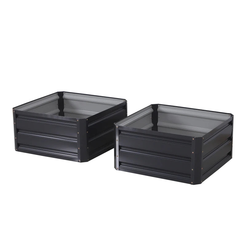 Pair of 60x60cm Steel Planter Boxes – Grey Durable Outdoor Garden Pots