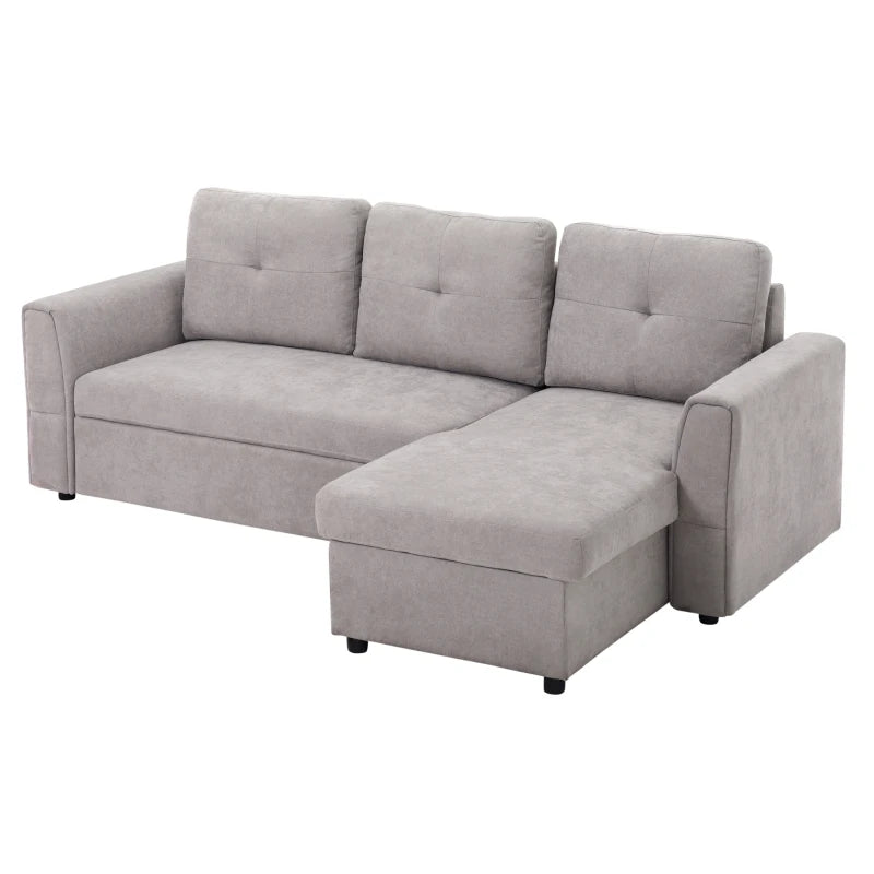 Light Grey Sofa Bed – 3 Seater with Pull-Out & Storage