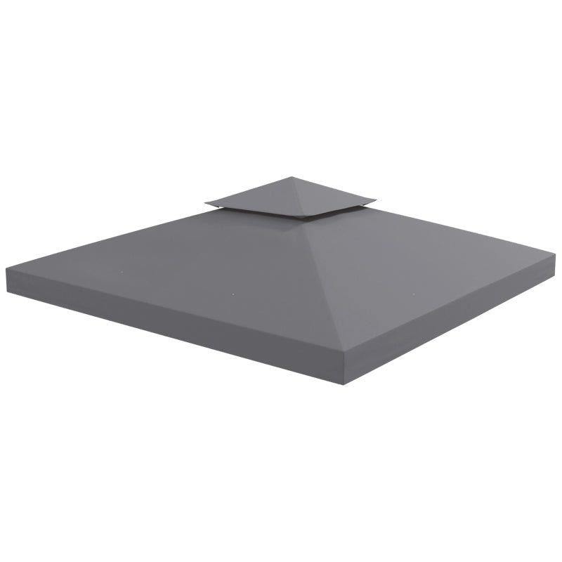 Deep grey double tier canopy top cover for gazebo replacement, durable 3m roof