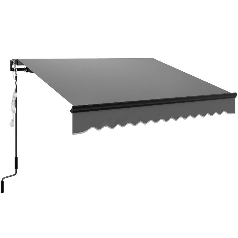 Dark Grey Electric Awning with LED Light – Aluminum Frame Retractable Canopy 2.5x2m