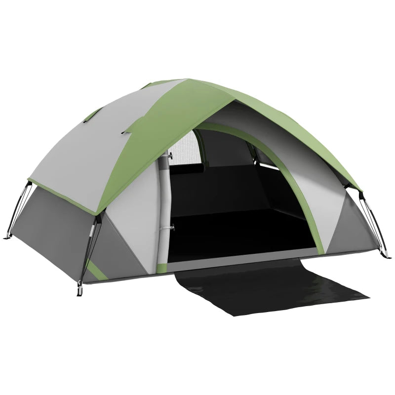 2-Person Dome Tent – Single Room with Accessories, Green/Grey