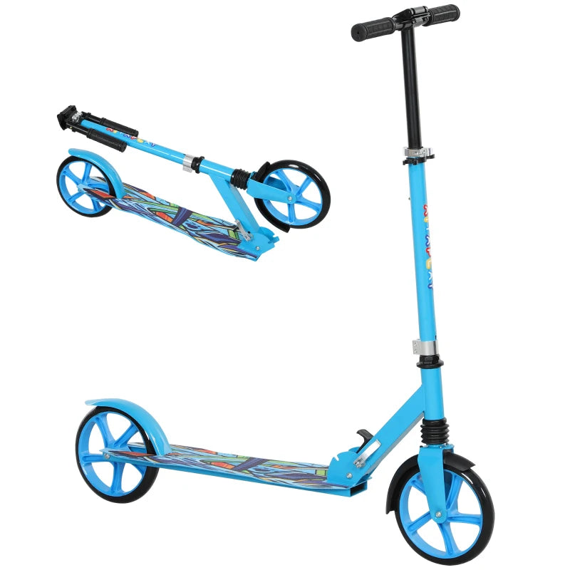 Foldable Kids Scooter with Adjustable Handlebar & Rear Fender Brake – Blue, Ages 6-12