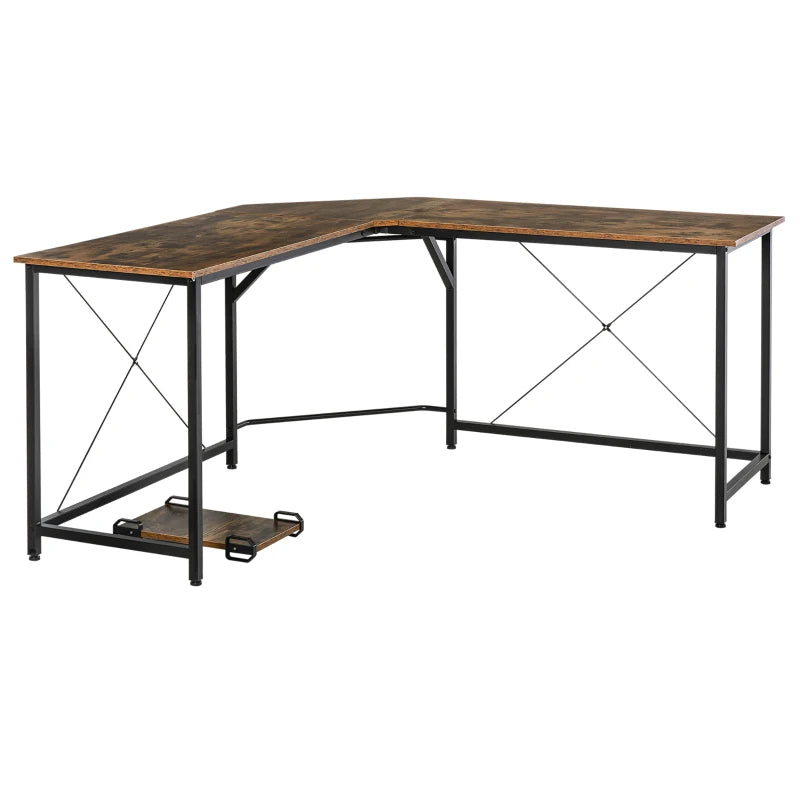 Gaming Desk – L-Shaped Office Desk, Rustic Brown