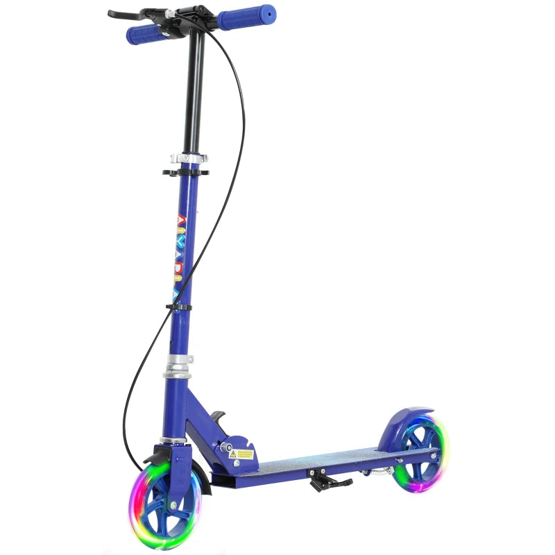Blue Scooter for Kids 3-8 with Adjustable Handle, Light-Up Wheels, and Safety Brakes