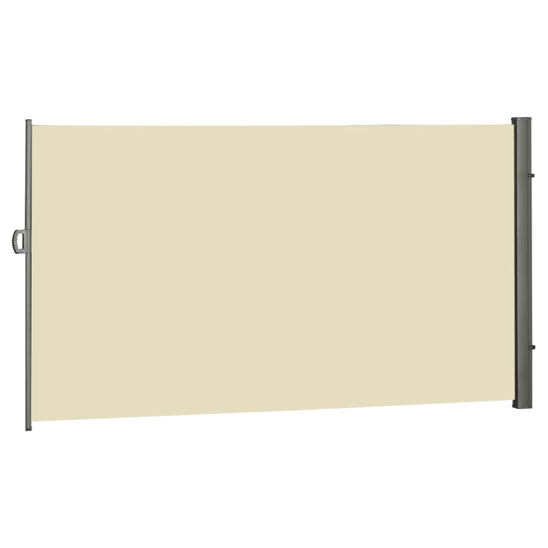 Cream Retractable Side Awning Screen Outdoor Privacy Panel for Garden & Balcony 3x2m