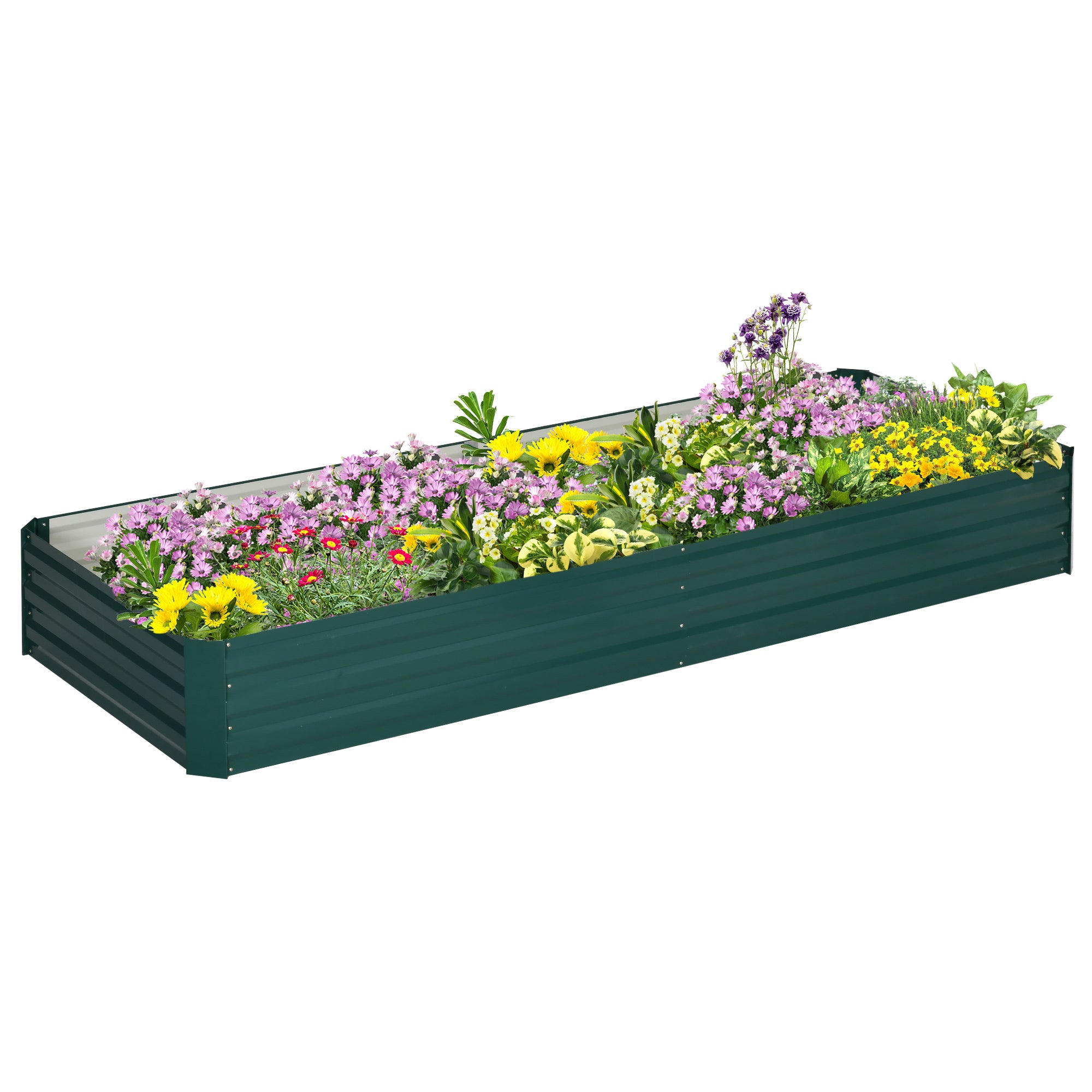 Metal Raised Garden Bed Planter Box 241x90.5x30cm Outdoor Planter for Flowers & Herbs