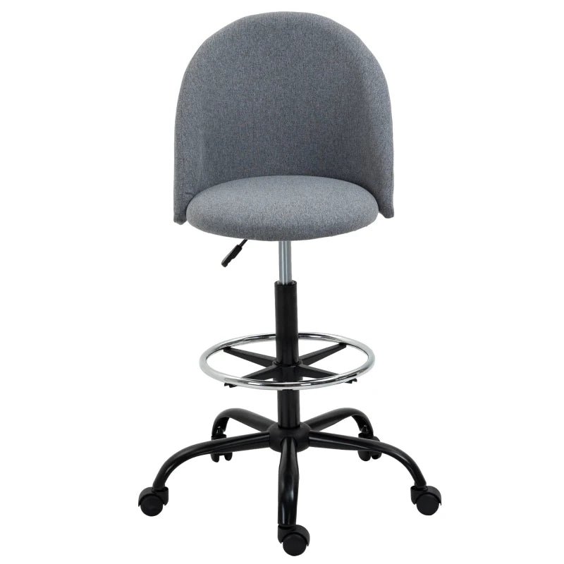 Grey Ergonomic Drafting Chair with Footrest & Wheels