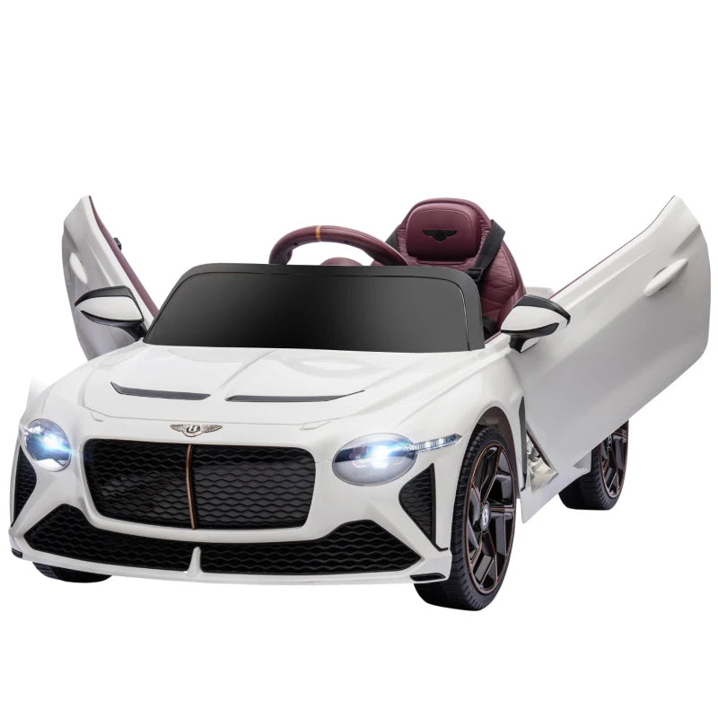 White 12V Bentley Bacalar Electric Ride-On Car for Kids with Remote Control