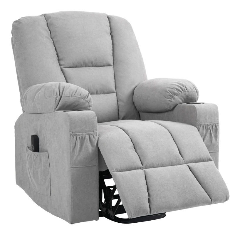 Elderly Recliner Chair – Oversized Lift Chair with Remote & Storage, Light Grey