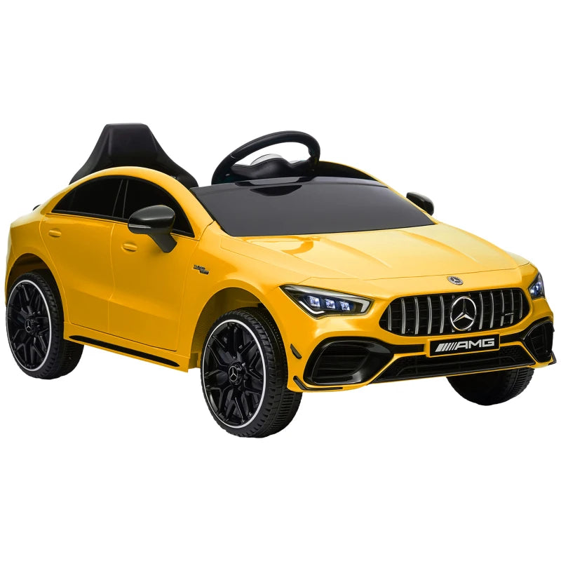 12V Ride-On Kids Car with Remote, Lights, Music & Suspension – Licensed Model, Yellow