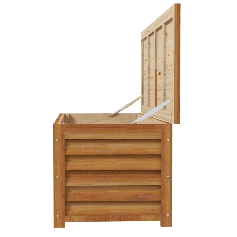 Outdoor Wooden Deck Storage Box for Balcony, Porch & Poolside, Light Brown, 292L