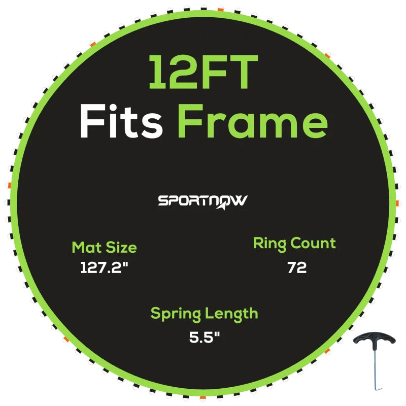 Green Replacement Mat for 12ft Trampoline with 14cm Springs