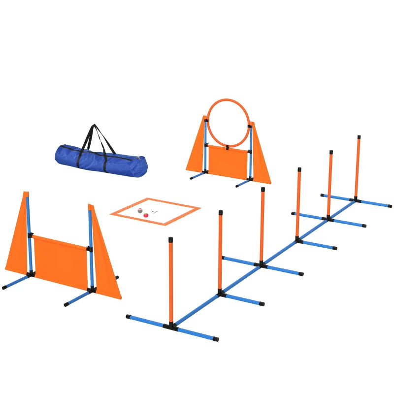 Dog Agility Set with Weave Poles & Jump Ring – Orange