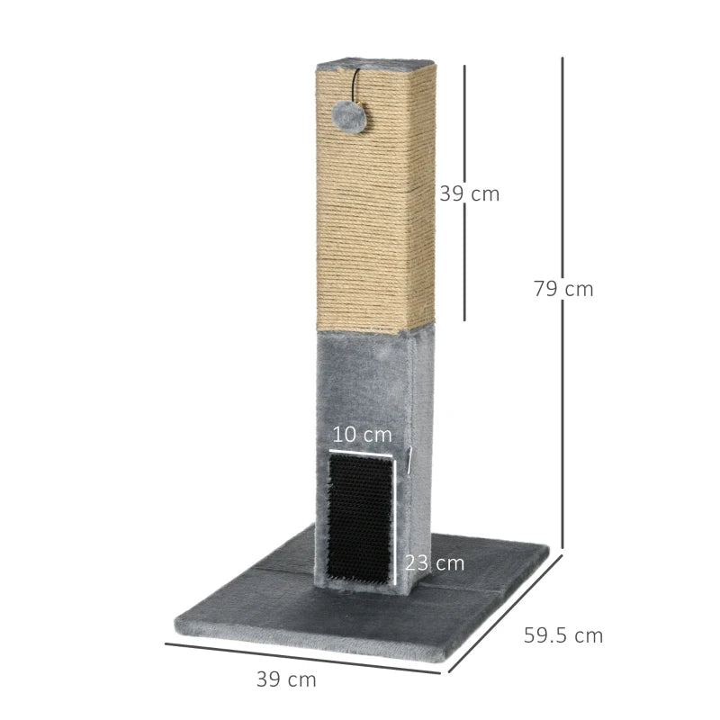 Cat Tree Scratching Post with Toy – 79cm Grey