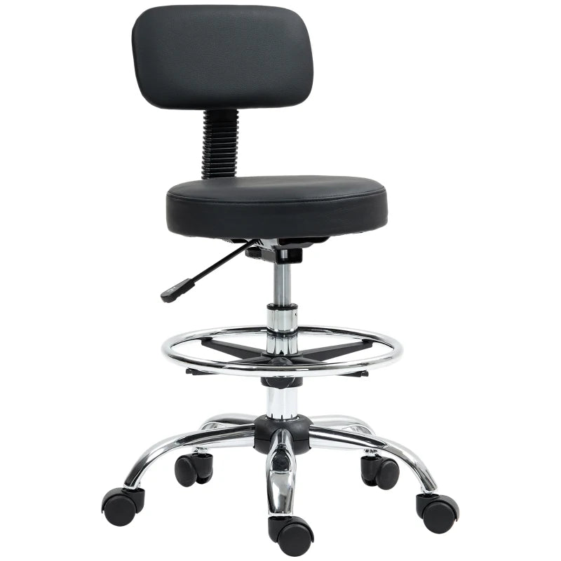 Rolling Drafting Stool with Adjustable Footrest