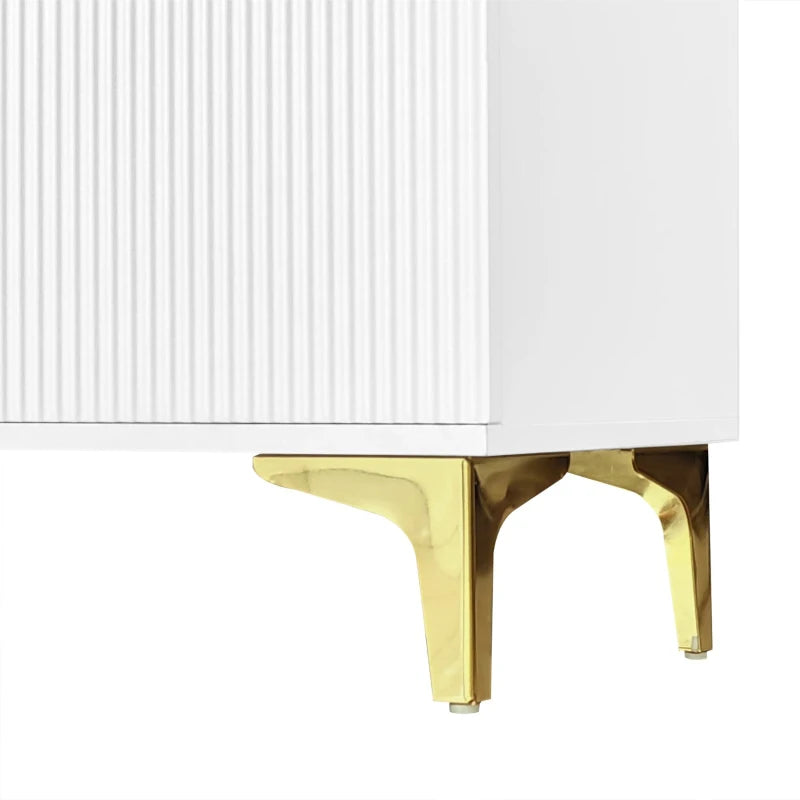 Elegant White & Gold Sideboard with Adjustable Shelves, Compact 83x35x101 cm