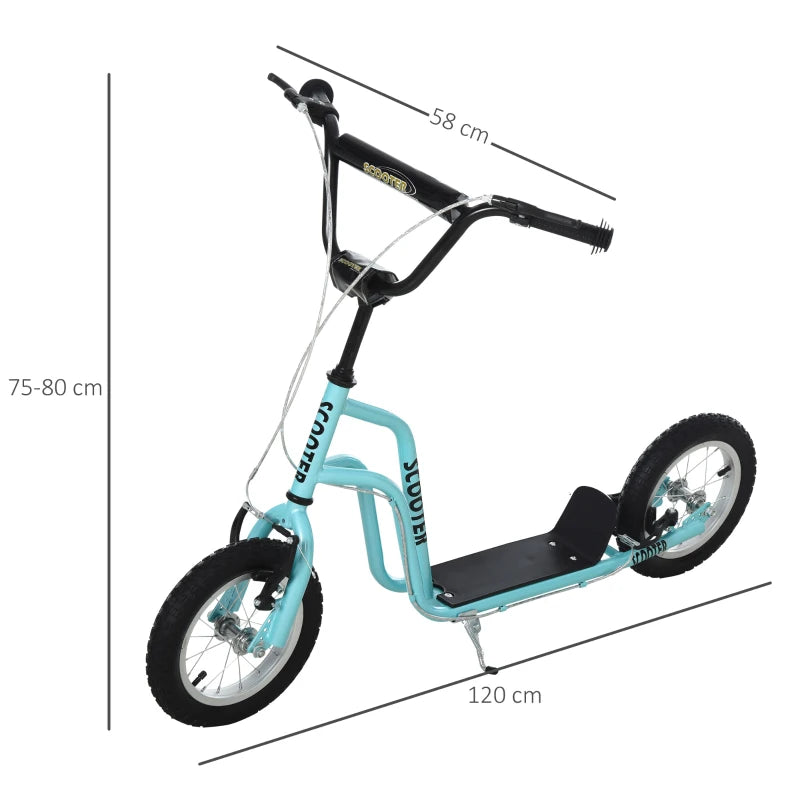 Blue Stunt Scooter for Kids with Adjustable Handlebar, Dual Brakes & 12" Rubber Tyres