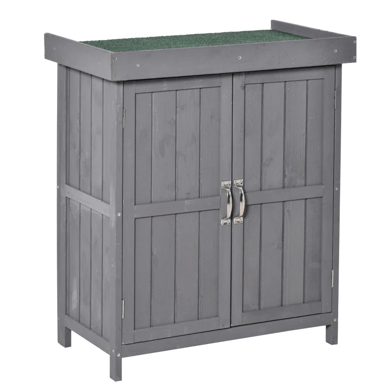 Wooden Garden Shed with Hinged Roof & Removable Shelf, Tool Storage Cabinet, 74x43x88 cm