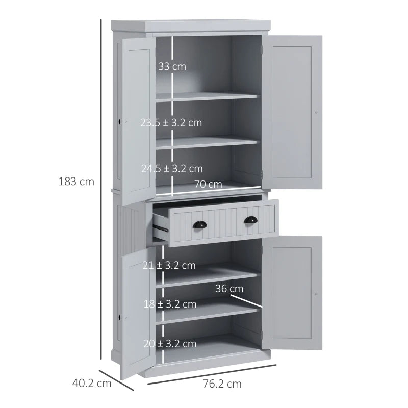 Multi-Storage Kitchen Cabinet – Grey Freestanding Cabinet with Shelves