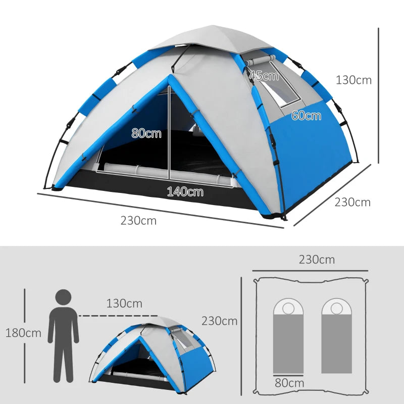 Blue Camping Tent – 2-Man One Room with Accessories Included