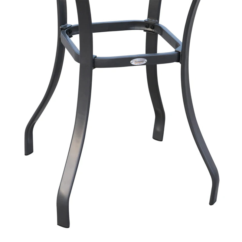 Square Outdoor Garden Table with Tempered Glass Top and Metal Frame, 68.5x68.5x84cm