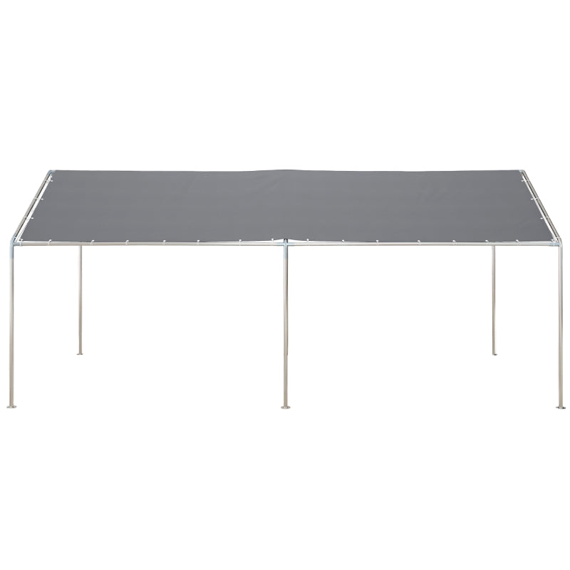 Outdoor Car Shelter with Galvanized Steel Frame, Waterproof & UV Resistant, Grey, 3x6m