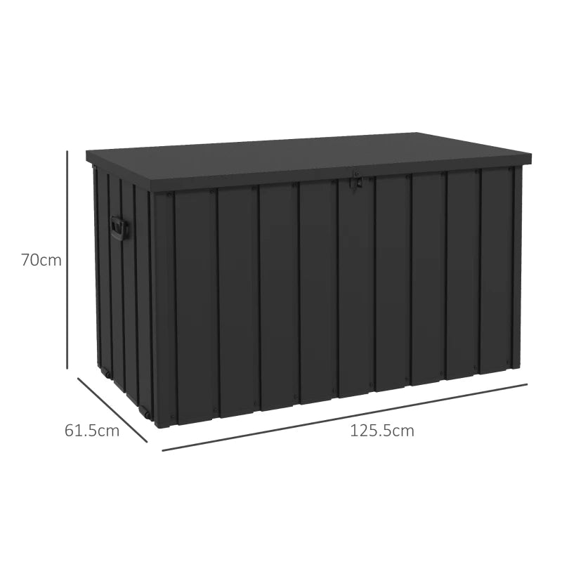 Galvanised Steel Garden Storage Box with Wheels, 450L Capacity, Durable Dark Grey