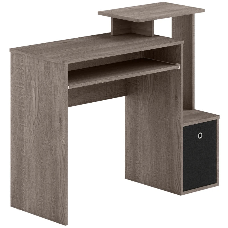 Grey Office Desk with Keyboard Tray & Storage Drawer