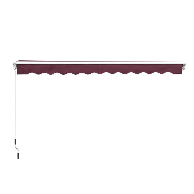 Durable Red Outdoor Manual Retractable Awning for Patio or Window 3x2.5m