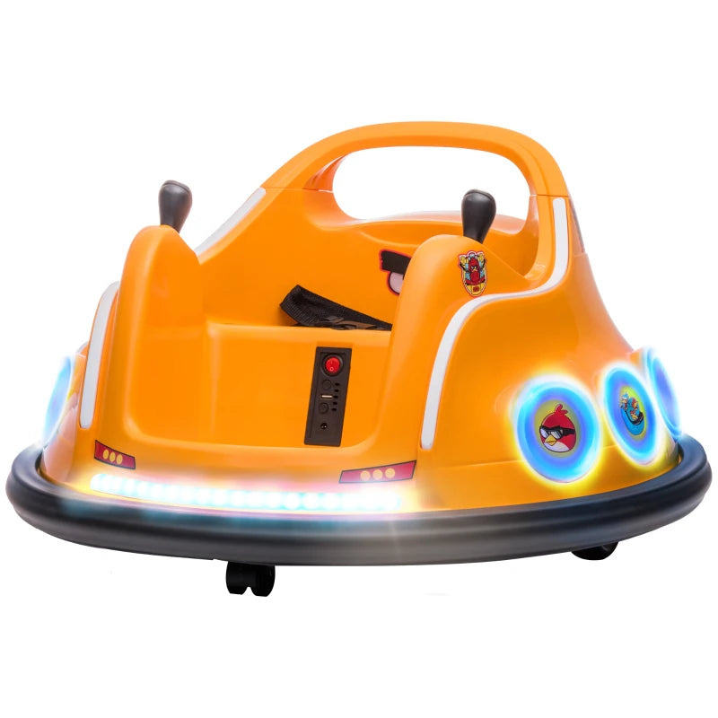 Angry Birds Licensed 12V Kids Bumper Car with Music, Remote & LED Lights – Orange