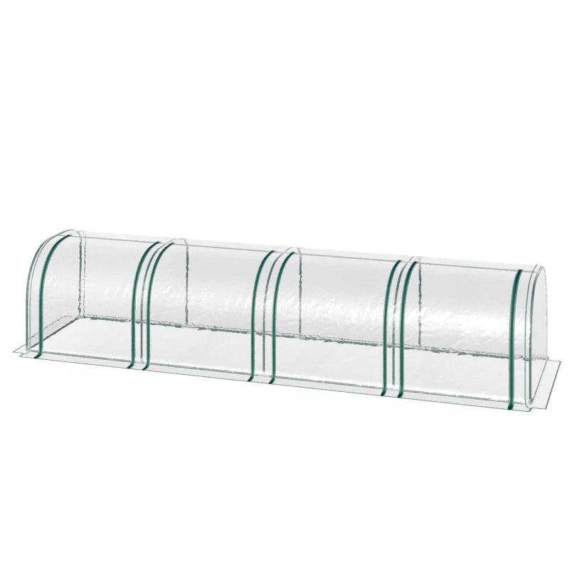 Clear PVC Tunnel Greenhouse with Steel Frame and Zipper Doors – 395x100x80cm