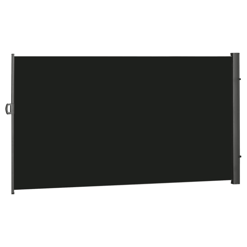 Patio Side Awning Screen 3x2m – Retractable Outdoor Privacy Divider, Black