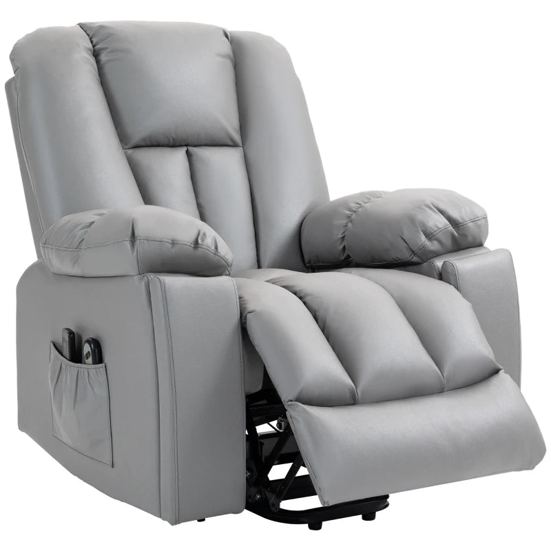 Massage Recliner Chair – 8 Points, Leathaire, Charcoal Grey