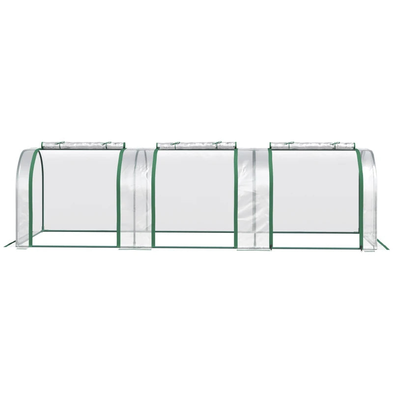 Steel Frame PVC Tunnel Greenhouse with Zipper Doors for Outdoor Garden, 295x100x80 cm