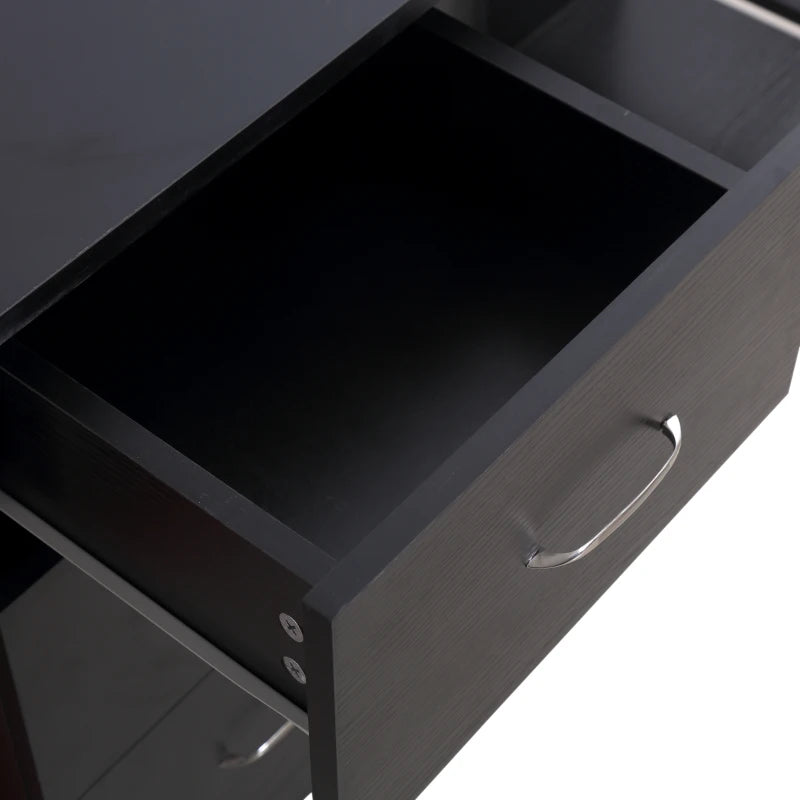 Office Desk – Black PC Workstation with Storage Drawers