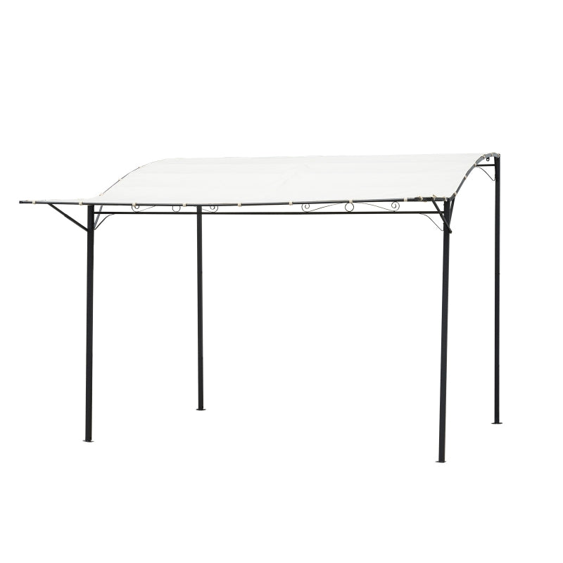 Metal Patio Gazebo with Extended Shelter & Awning – Cream White Sunshade, 3 x 2.5m