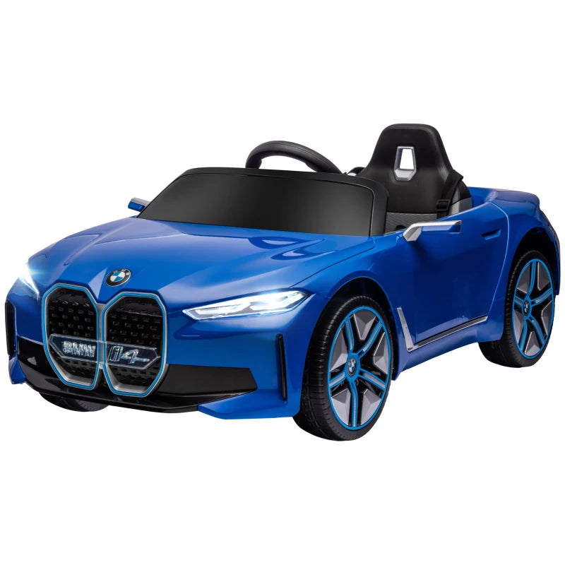 12V Licensed BMW i4 Kids Ride-On Car with Remote & LED Lights – Blue Color