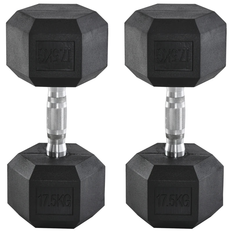 2 Pack 17.5kg Hex Dumbbells – Durable Hand Weights