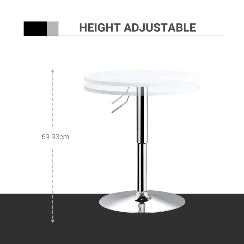 Round Adjustable Bistro Table with Swivel Surface, 60cm, White Metal