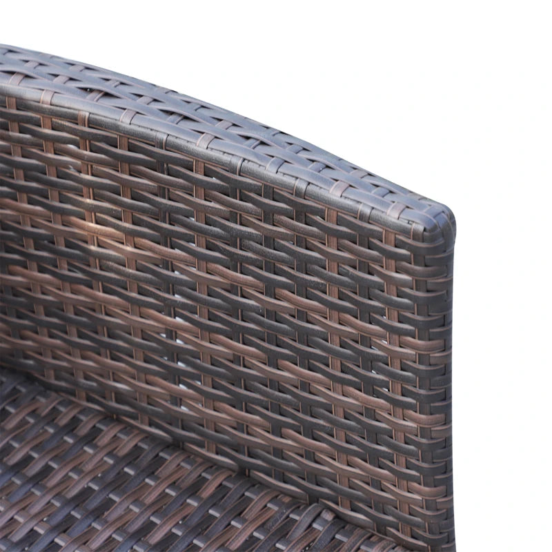 Brown Rattan Dining Set with Cushions, Rectangular Glass Top Table & 6 Armchairs 6 Seater