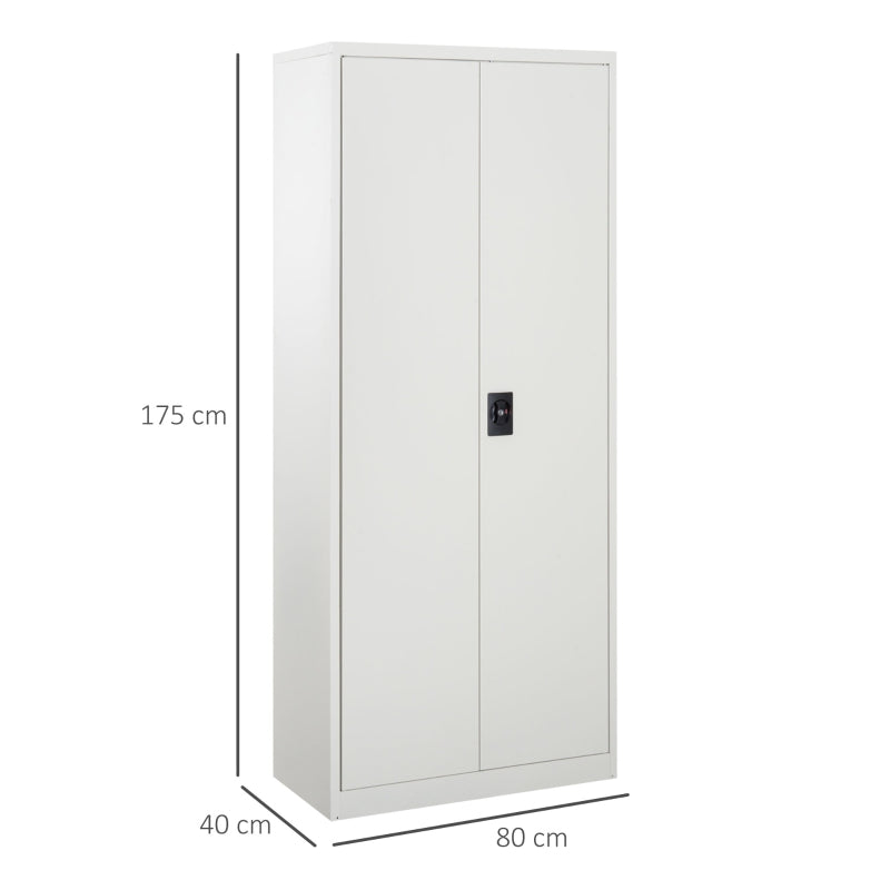 White Lockable Filing Cabinet – Large Office Storage with Adjustable Shelves