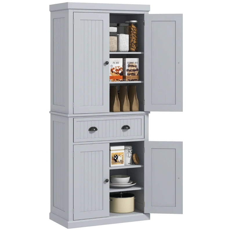 Multi-Storage Kitchen Cabinet – Grey Freestanding Cabinet with Shelves