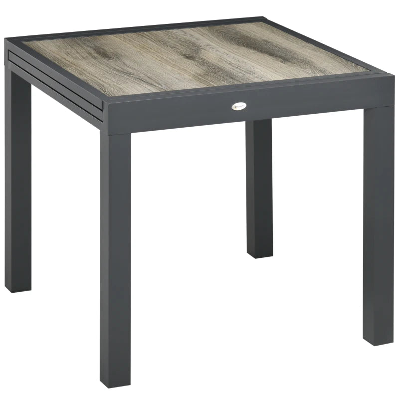 Extendable Outdoor Dining Table for 6 with Aluminium Frame & Durable Plastic Board Top