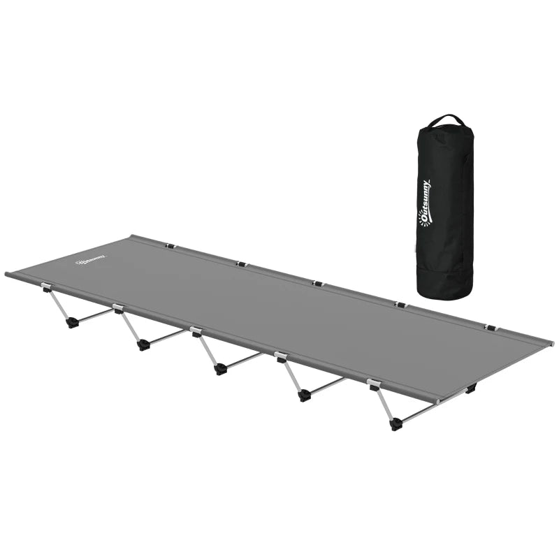 Portable Camping Cot with Strong Support – 150kg Capacity, Dark Grey