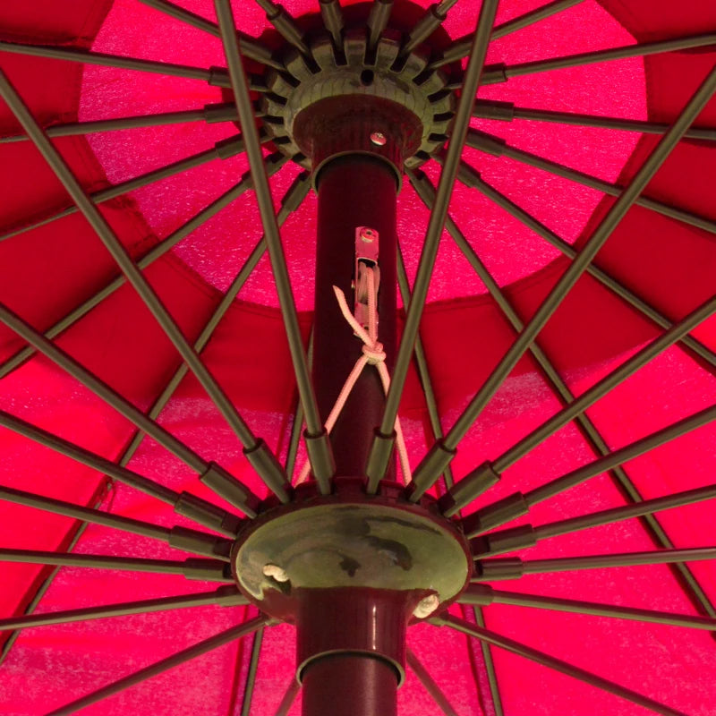 Red outdoor garden parasol umbrella with crank & tilt, adjustable sun shade, 2.5m