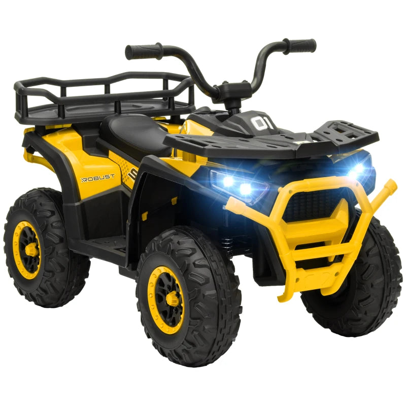 Battery-Powered Kids Electric ATV with Spring Suspension and Storage Basket – Yellow